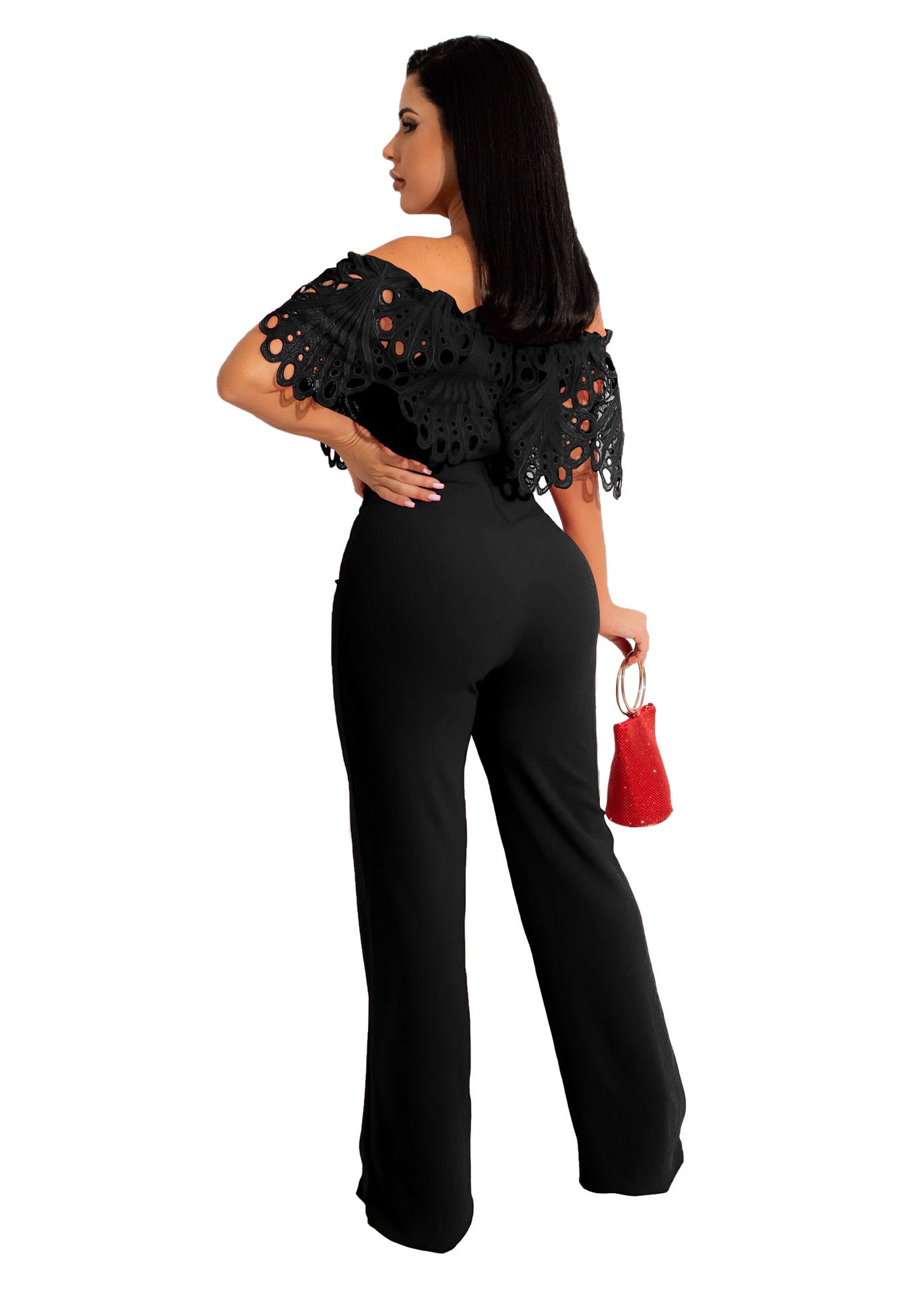 Standard Size Sexy Ruffles Off-the-shoulder Jumpsuit